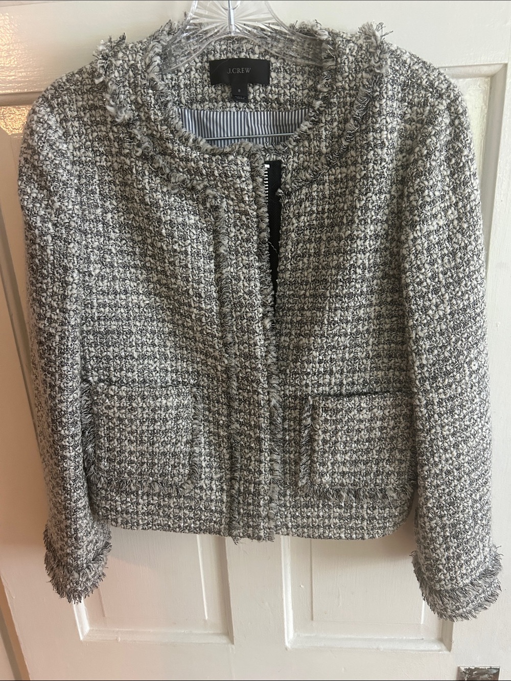 J. Crew Bouclé Fringe Tweed Blazer